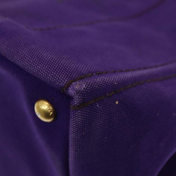 PRADA Canapa MM Hand Bag Canvas Purple Gold Auth yk14234 - Picture 11 of 16